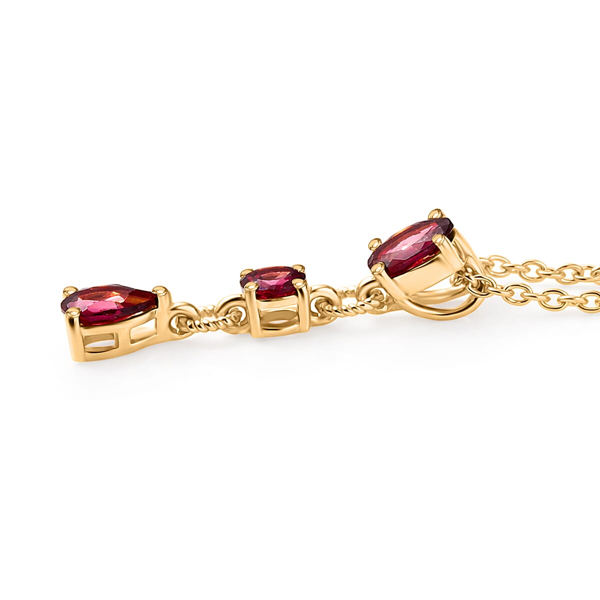 D'Joy Rhodolite Garnet Pendant with Chain (Size 20) in Yellow Gold Tone 1.40 Ct.