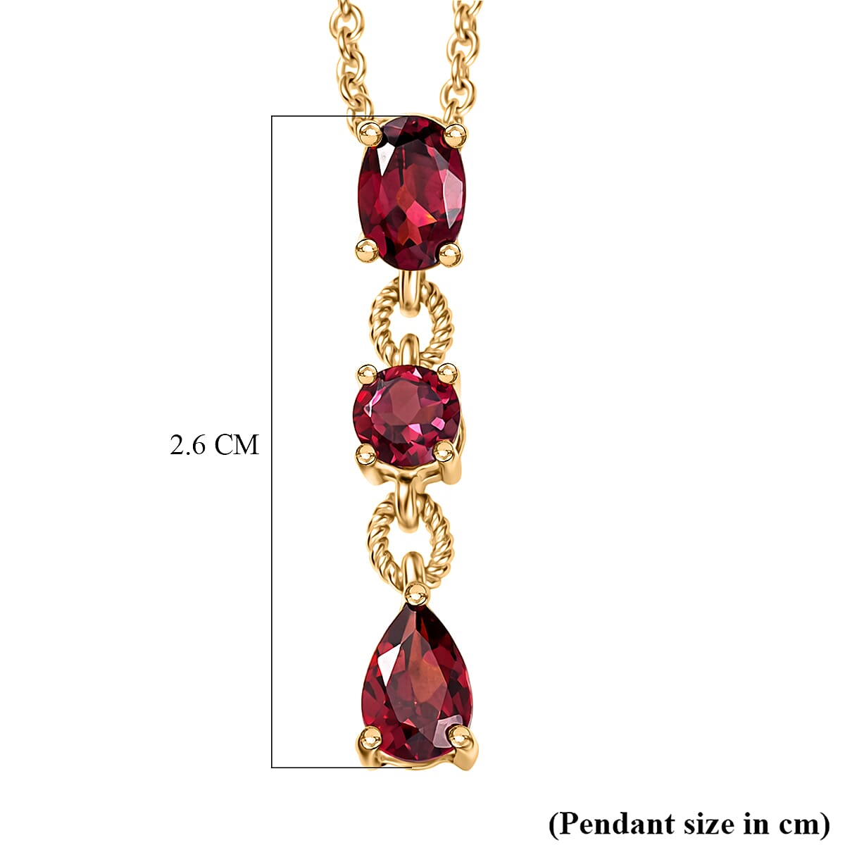 D'Joy Rhodolite Garnet Pendant with Chain (Size 20) in Yellow Gold Tone 1.40 Ct.