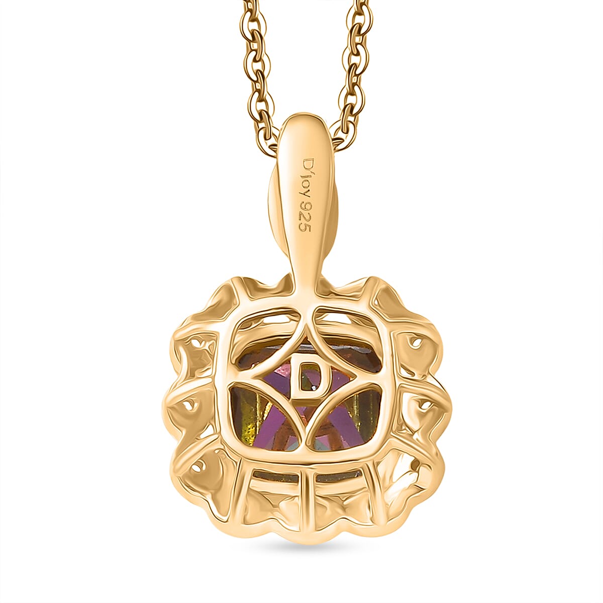 D'Joy Mystic Topaz & White Zircon Pendant with Chain (Size 20) in Yellow Gold Plated Sterling Silver 2.88 Ct.