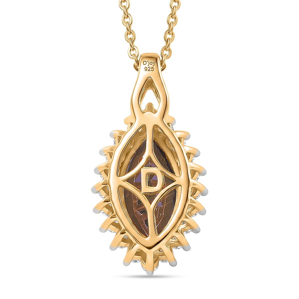 D'Joy Mystic Topaz & White Zircon Pendant with Chain (Size 20) in Yellow Gold Plated Sterling Silver 2.45 Ct.