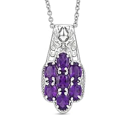 EverTrue - Skyblue Topaz, Smoky Quartz, Citrine, African Amethyst & Red Garnet Cluster Pendant with Chain (Size 20) 3.22 Ct