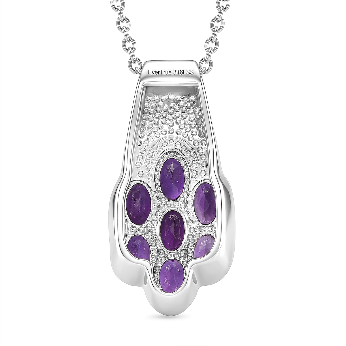 EverTrue Natural Zambian Amethyst Floral Cluster Pendant with Chain With Magnetic Clasp (Size 20) 3.00 Ct.