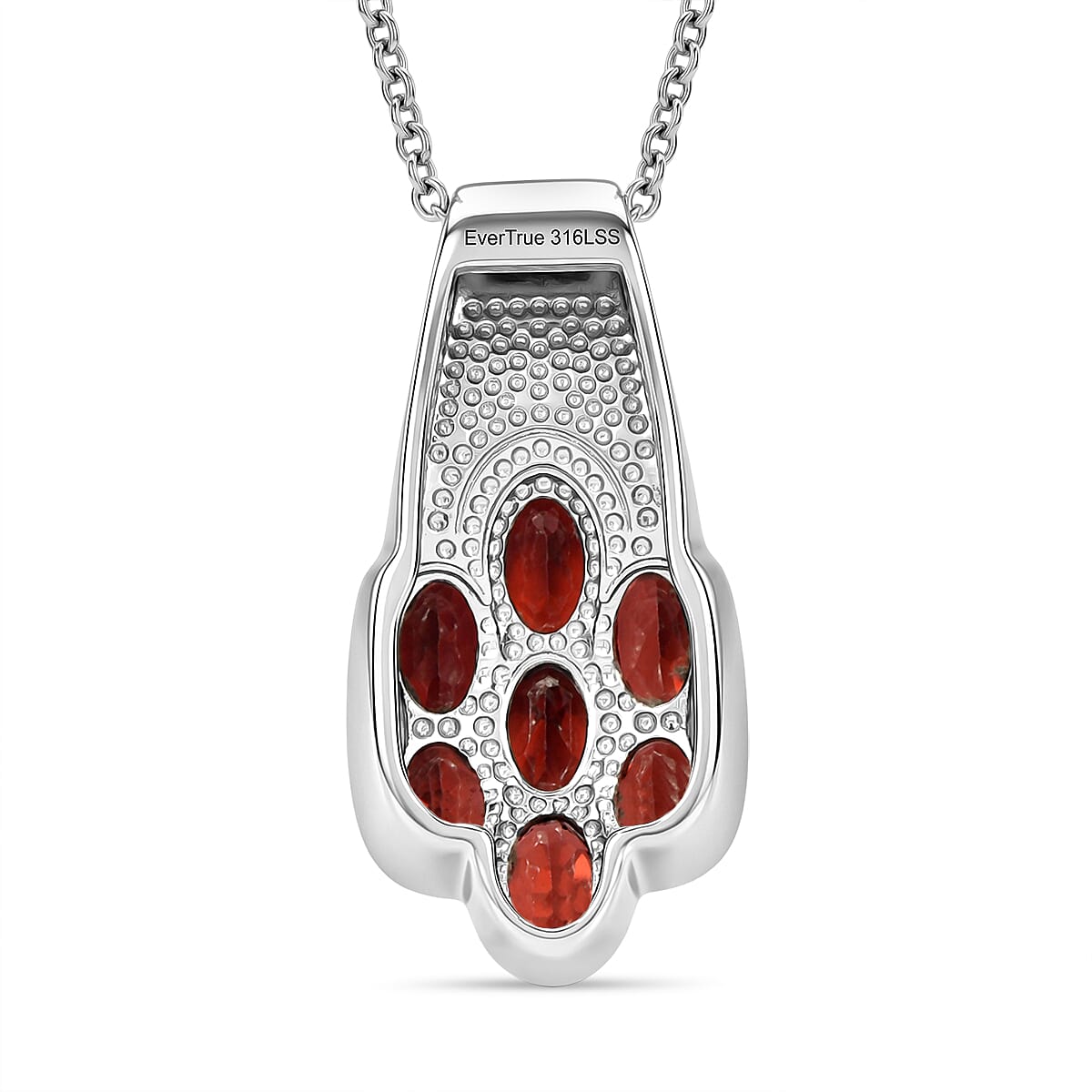 EverTrue Natural Mozambique Garnet Floral Cluster Pendant with Chain With Magnetic Clasp (Size 20) 4.19 Ct.