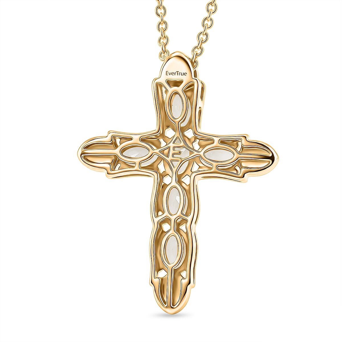 EverTrue - White Topaz Pendant with Chain (Size 20) in Yellow Gold Tone 3.66 Ct.