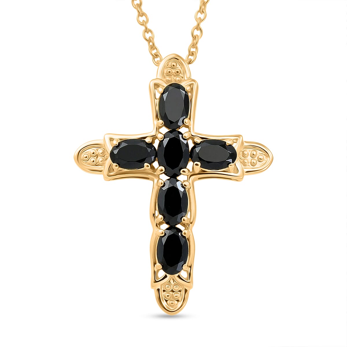 EverTrue - Black Spinel Pendant with Chain (Size 20) in Yellow Gold Tone 3.58 Ct.