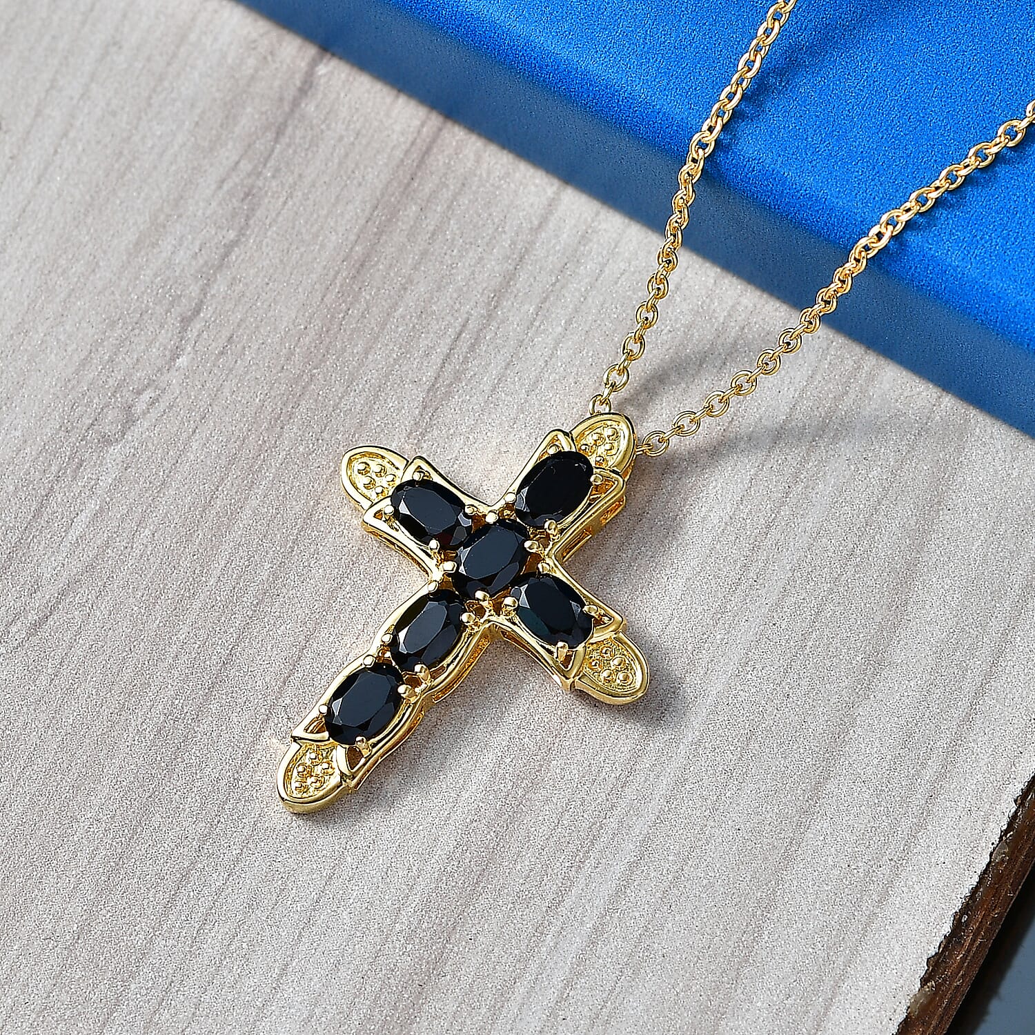 EverTrue - Black Spinel Pendant with Chain (Size 20) in Yellow Gold Tone 3.58 Ct.