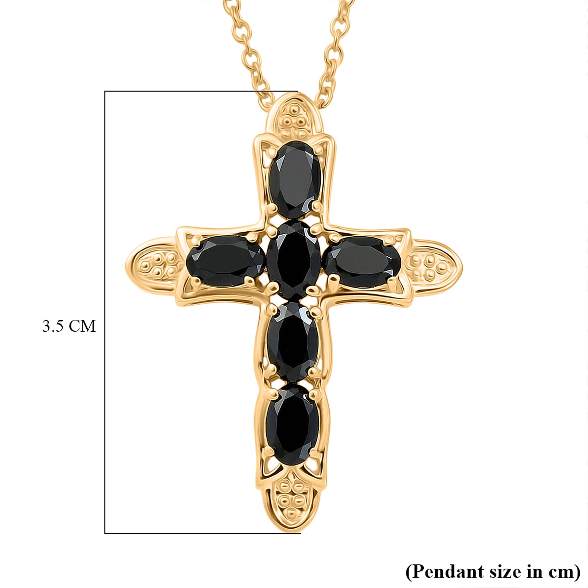 EverTrue - Black Spinel Pendant with Chain (Size 20) in Yellow Gold Tone 3.58 Ct.