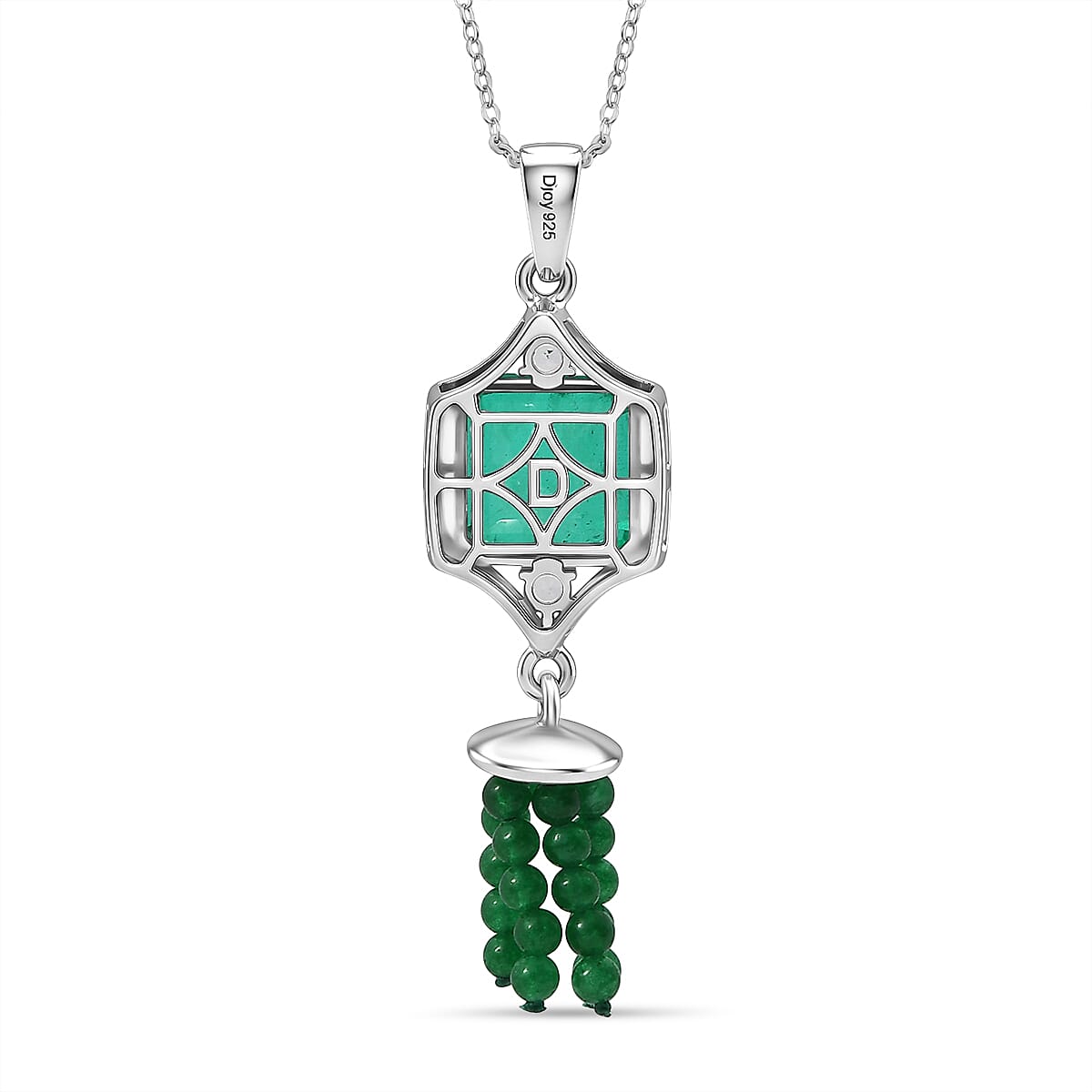 D'Joy Emeraldine Triplet Quartz, Green Quartz & White Topaz Pendant with Chain (Size 20) in Platinum Overlay Sterling Silver 13.82 Ct