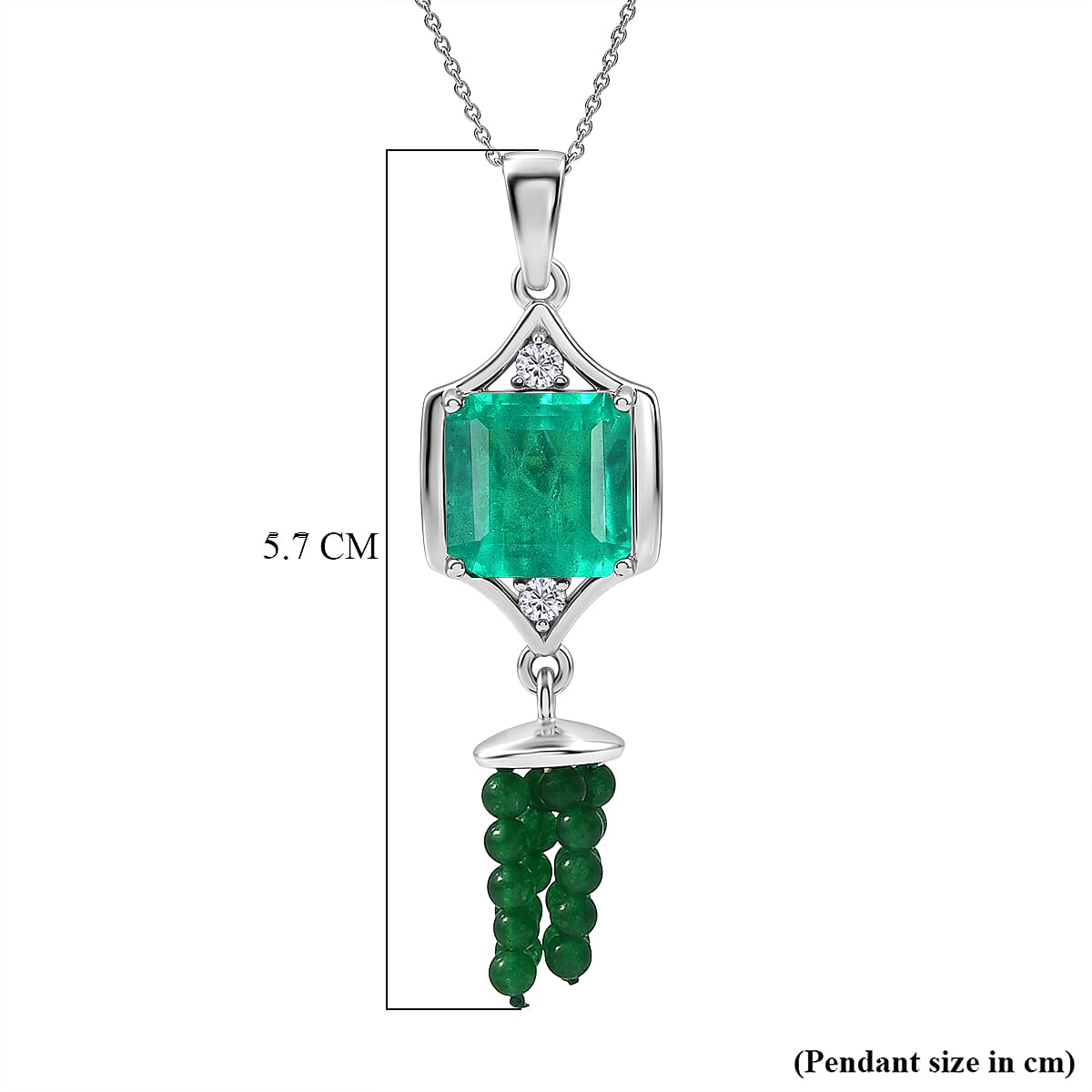 D'Joy Emeraldine Triplet Quartz, Green Quartz & White Topaz Pendant with Chain (Size 20) in Platinum Overlay Sterling Silver 13.82 Ct
