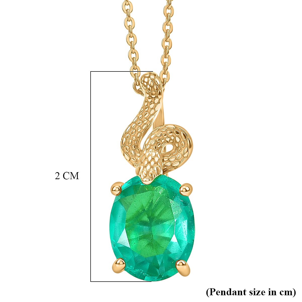 D'Joy Emeraldine Triplet Quartz Oval Cut Pendant with Chain (Size 20) in Yellow Gold Plated Sterling Silver 2.76 Ct.