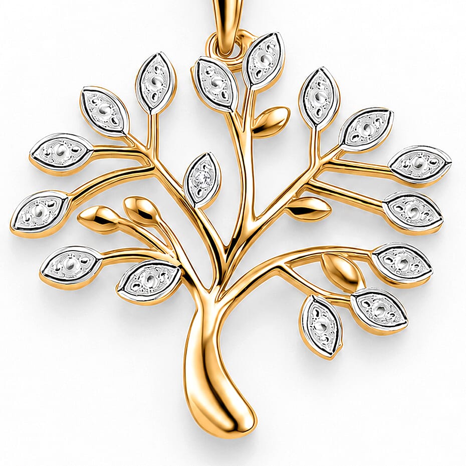 Natural White Diamond Tree of Life Pendant with Chain (Size 20)