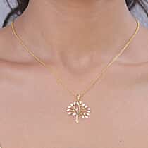 EverTrue - White Diamond Tree of Life Pendant with Chain (Size 20) in Yellow Gold Tone