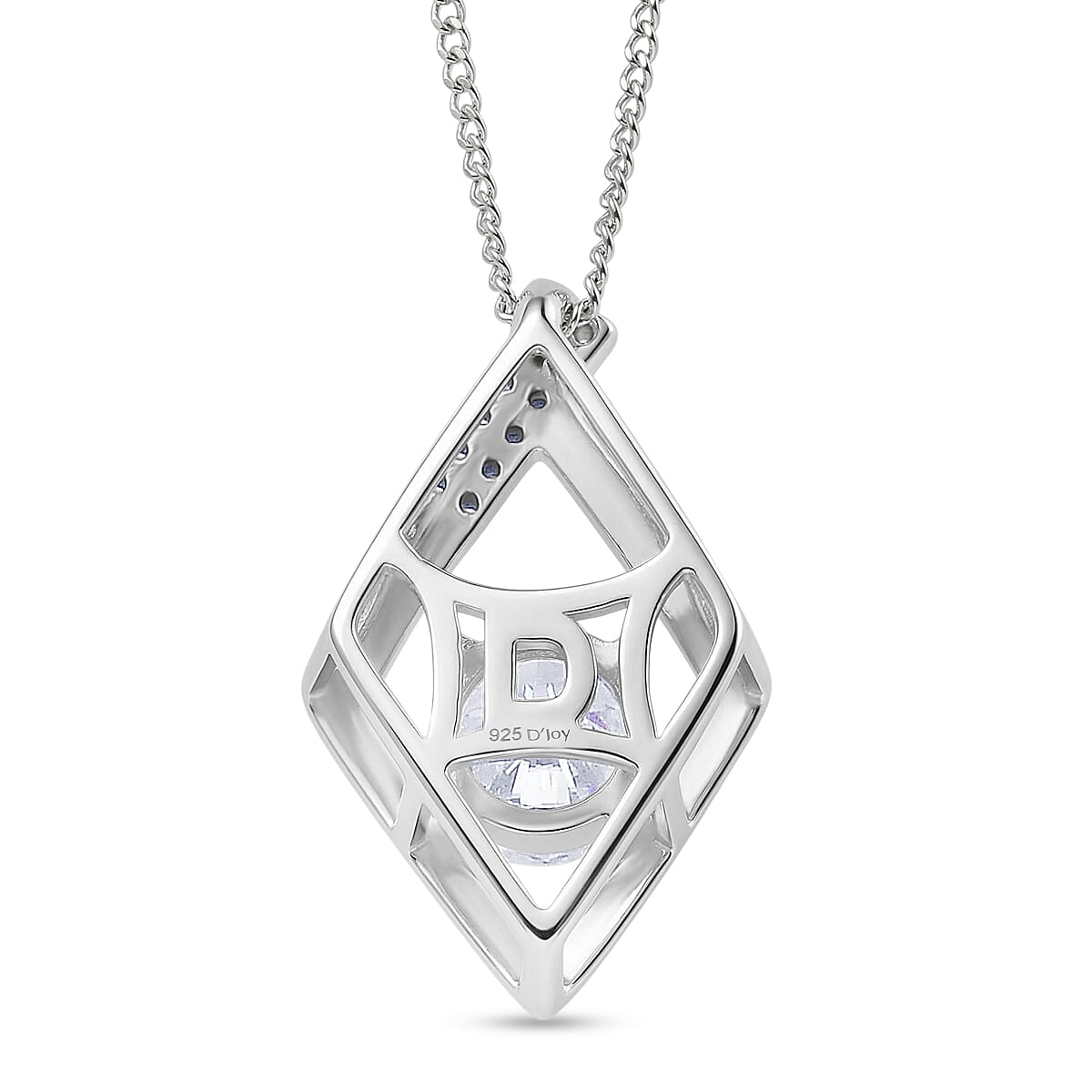 D'Joy GRA Certified Moissanite D-VVS1 Solitaire Pendant with Chain (Size 18) in Rhodium Overlay Sterling Silver 1.00 Ct