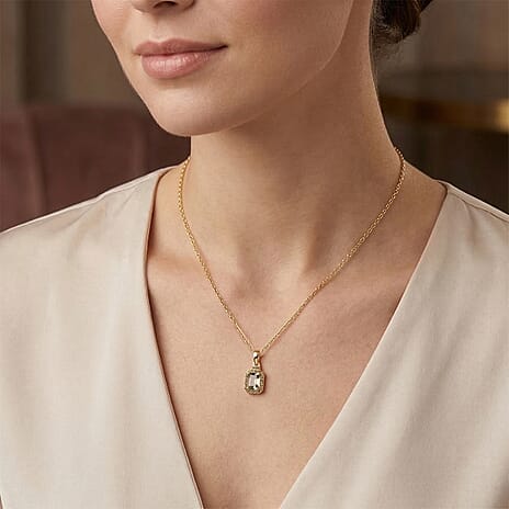 Natural AAA Turkizite (1.14 Ct) & Lab Grown Yellow Diamond (Si) Pendant with Chain (Size 20) in 18K Gold Vermeil Sterling Silver 1.33 Ct.