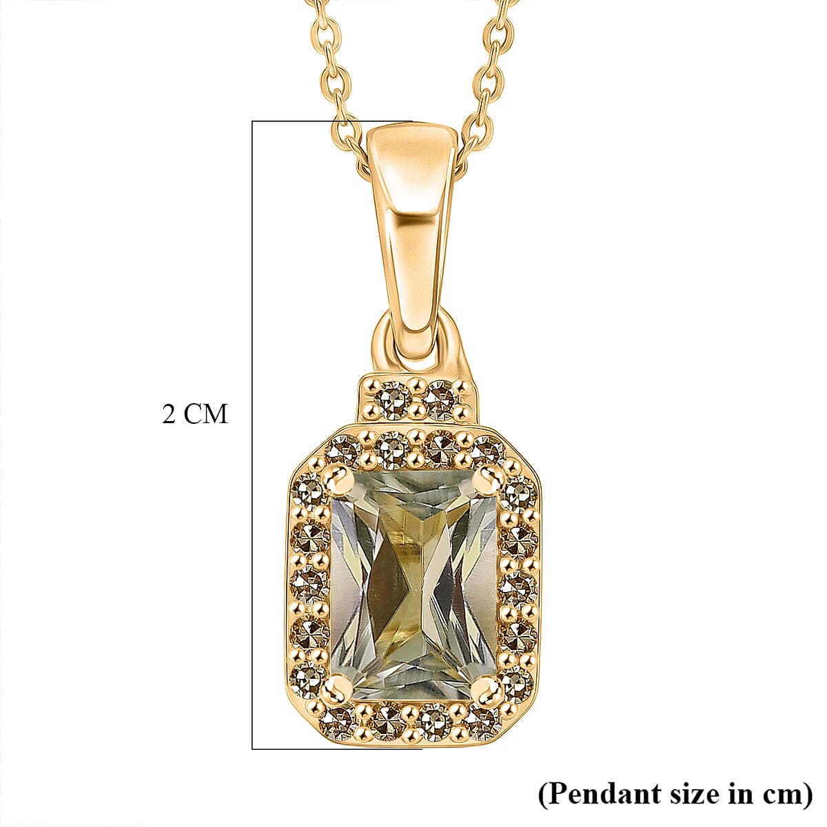Luxuriant Turkizite & SI-G-H Lab Grown Yellow Diamond Halo Pendant with Chain (Size 20) in 18K Vermeil Yellow Gold Plated Sterling Silver 1.33 Ct.