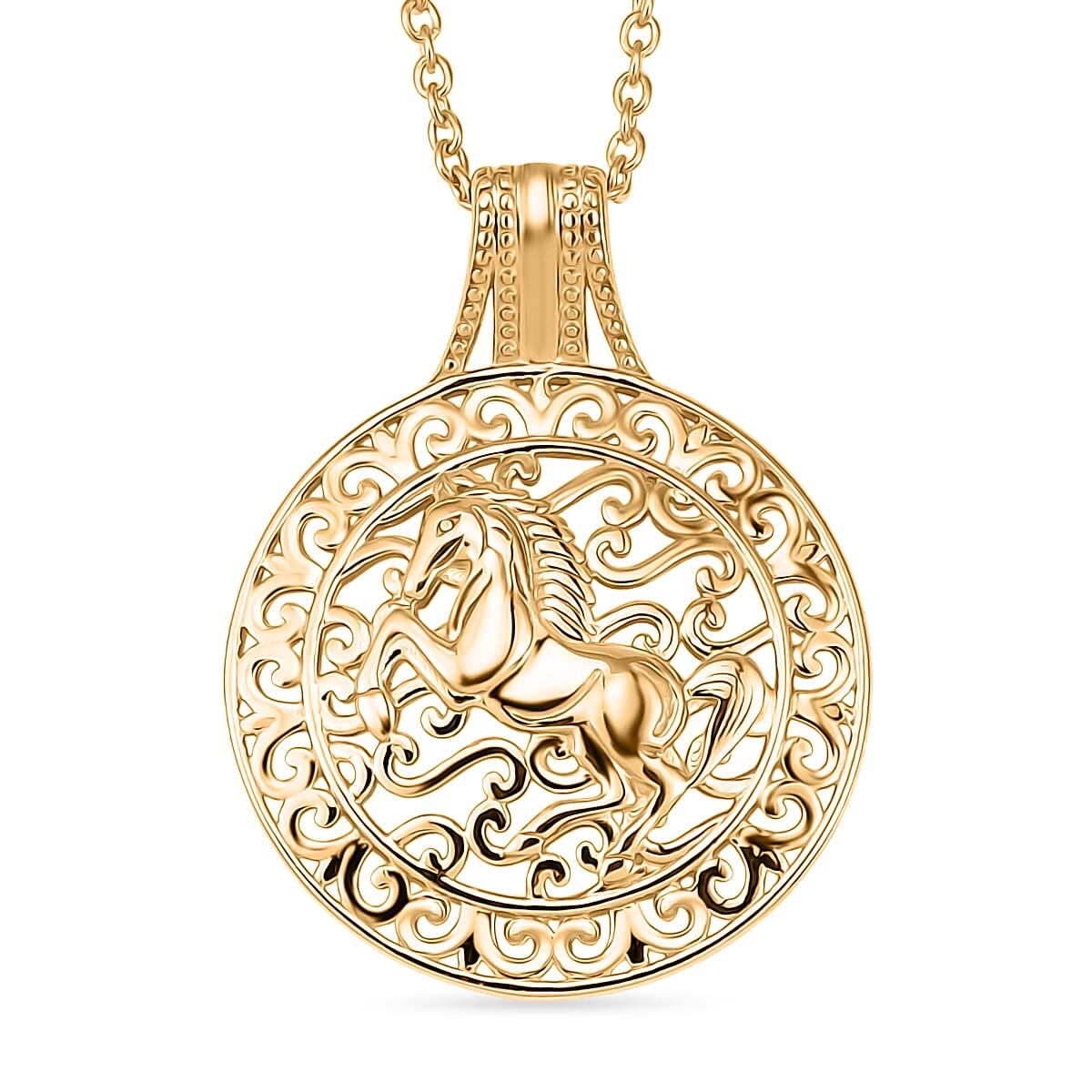 Pendant in Yellow Gold Plated Sterling Silver with Chain (Size 20)