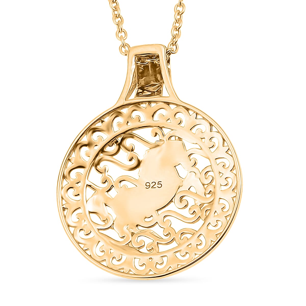 Pendant in Yellow Gold Plated Sterling Silver with Chain (Size 20)