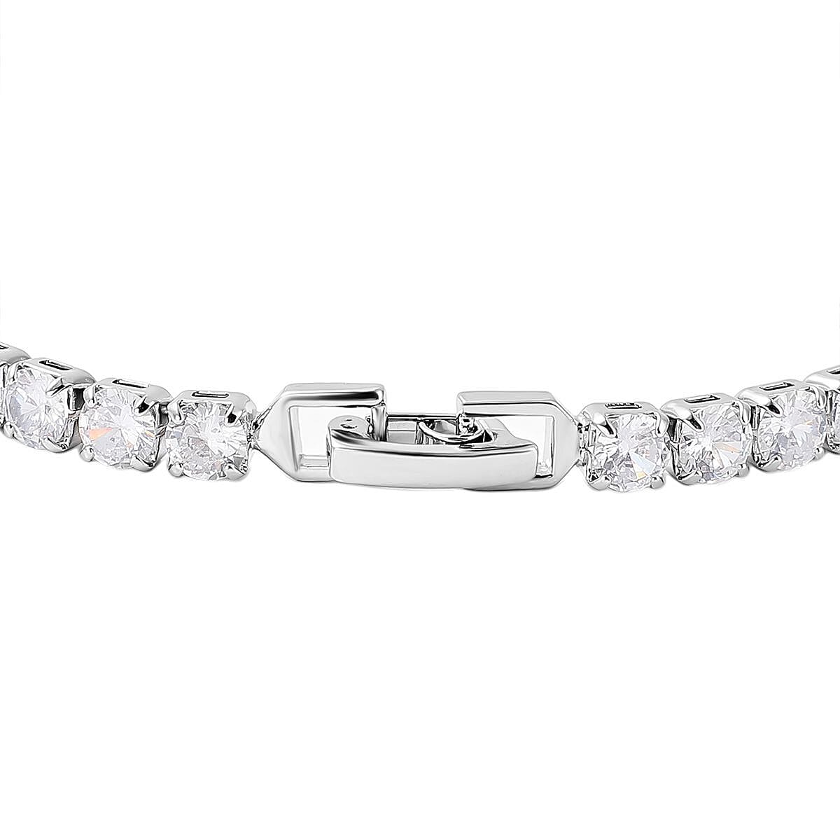 Set of 3 - White Cubic Zirconia Bracelet (Size - 7.5), Push Back Earring & Pendant with Chain (Size 20-2 Ext) 14.00 Ct.