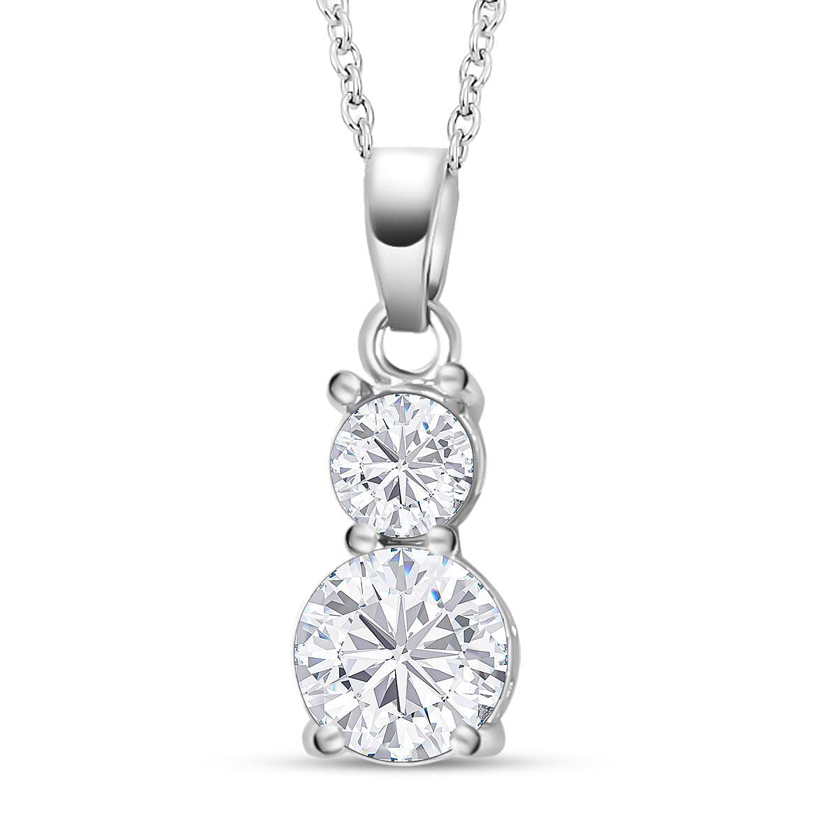 Set of 3 - White Cubic Zirconia Bracelet (Size - 7.5), Push Back Earring & Pendant with Chain (Size 20-2 Ext) 14.00 Ct.