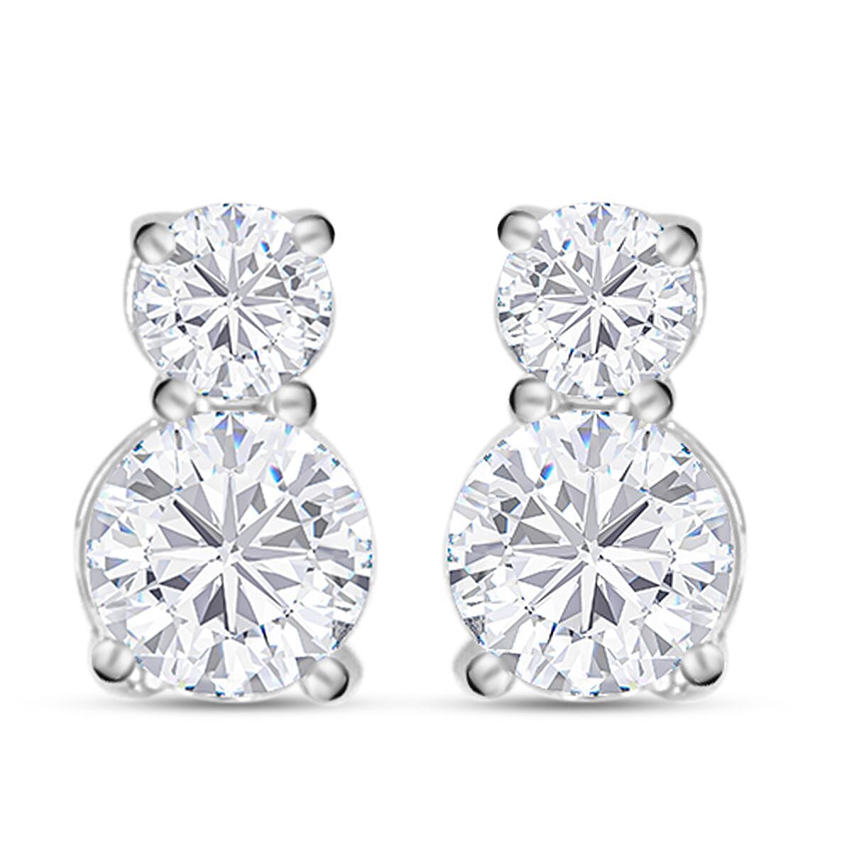 Set of 3 - White Cubic Zirconia Bracelet (Size - 7.5), Push Back Earring & Pendant with Chain (Size 20-2 Ext) 14.00 Ct.