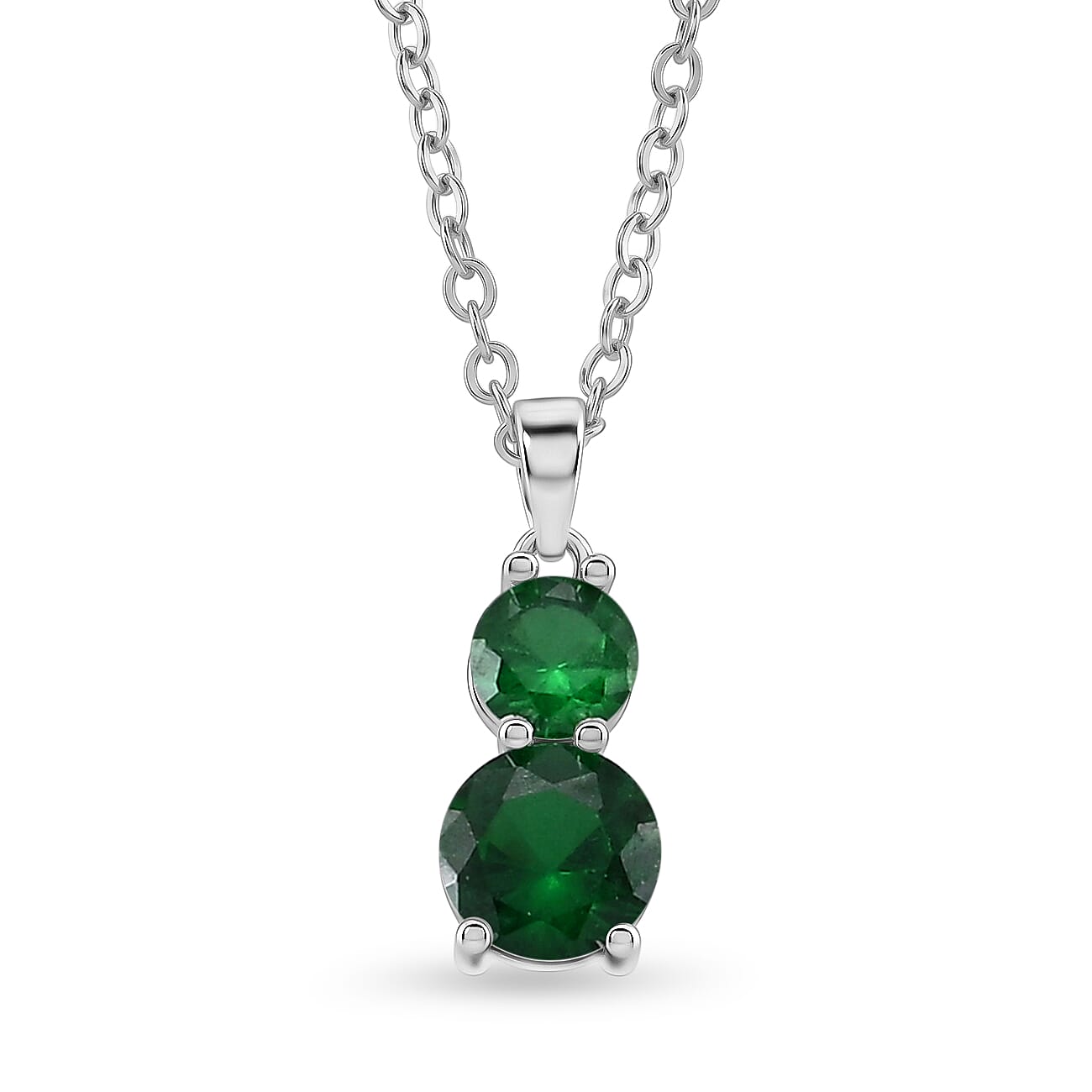Set of 3 - Green Crystal Bracelet (Size - 7.5), Push Back Earring & Pendant with Chain (Size 20-2 Ext) 17.60 Ct.