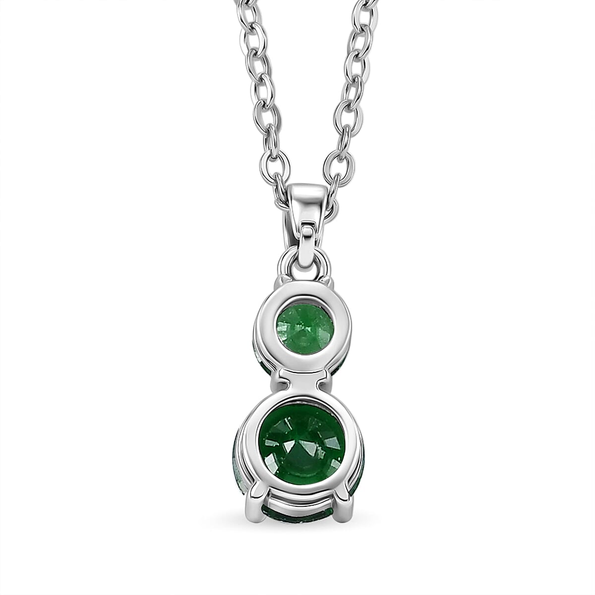 Set of 3 - Green Crystal Bracelet (Size - 7.5), Push Back Earring & Pendant with Chain (Size 20-2 Ext) 17.60 Ct.