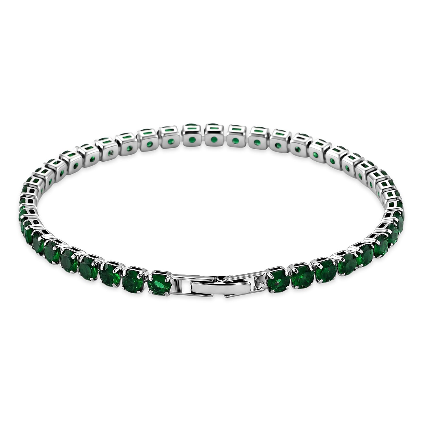 Set of 3 - Green Crystal Bracelet (Size - 7.5), Push Back Earring & Pendant with Chain (Size 20-2 Ext) 17.60 Ct.