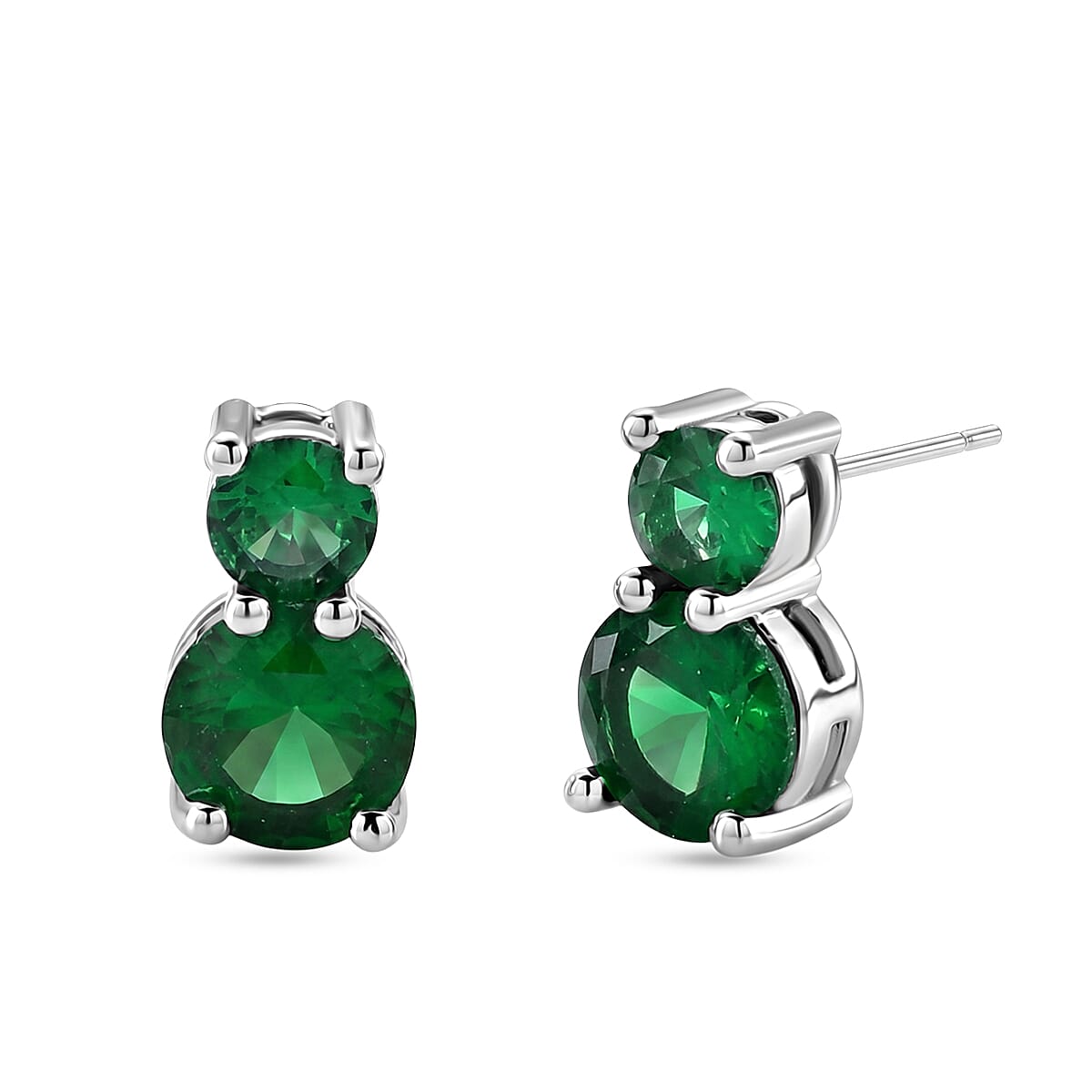 Set of 3 - Green Crystal Bracelet (Size - 7.5), Push Back Earring & Pendant with Chain (Size 20-2 Ext) 17.60 Ct.