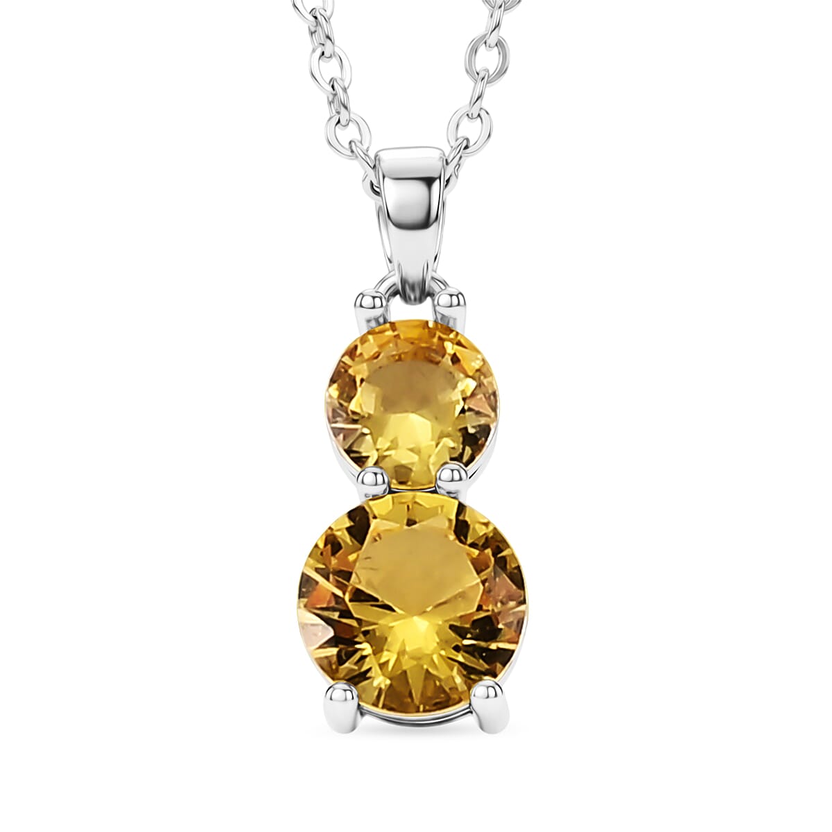 Set of 3 - Yellow Cubic Zirconia Bracelet (Size - 7.5), Push Back Earring & Pendant with Chain (Size 20-2 Ext) 17.60 Ct.