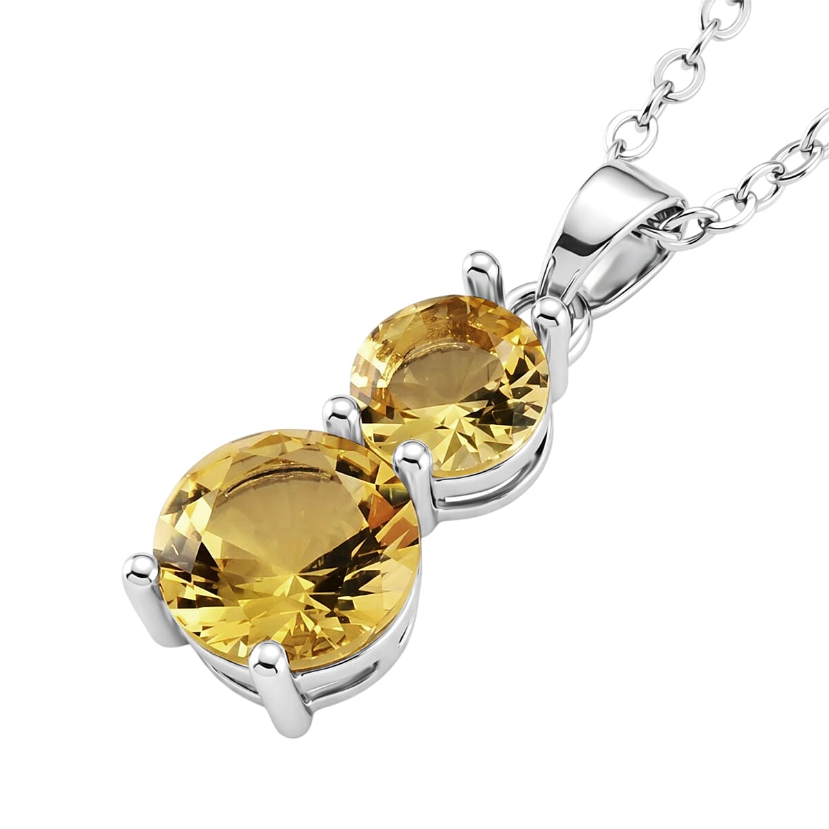 Set of 3 - Yellow Cubic Zirconia Bracelet (Size - 7.5), Push Back Earring & Pendant with Chain (Size 20-2 Ext) 17.60 Ct.