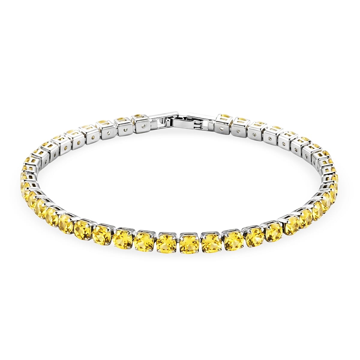 Set of 3 - Yellow Cubic Zirconia Bracelet (Size - 7.5), Push Back Earring & Pendant with Chain (Size 20-2 Ext) 17.60 Ct.