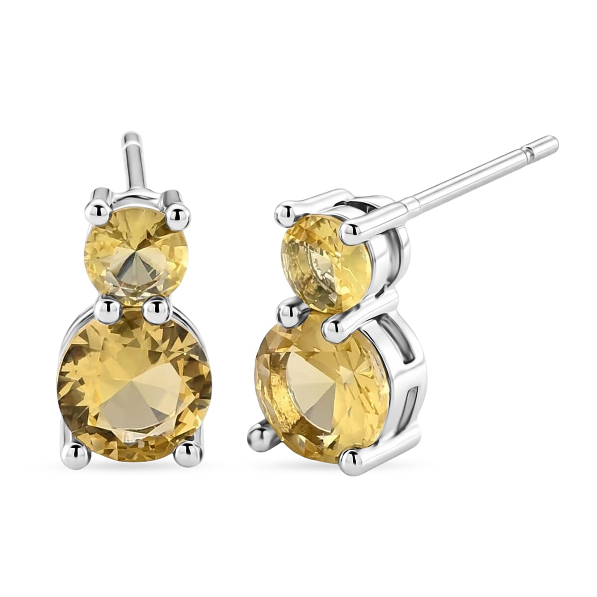 Set of 3 - Yellow Cubic Zirconia Bracelet (Size - 7.5), Push Back Earring & Pendant with Chain (Size 20-2 Ext) 17.60 Ct.