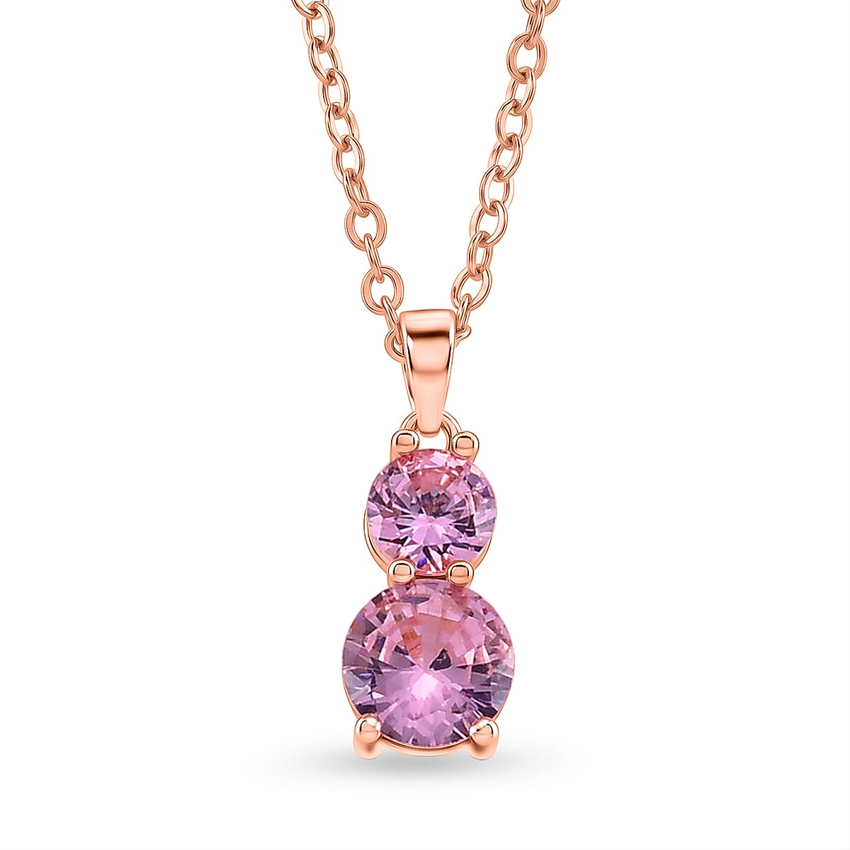 Set of 3 - Pink Cubic Zirconia Bracelet (Size - 7.5), Push Back Earring & Pendant with Chain (Size 20-2 Ext) 17.60 Ct.