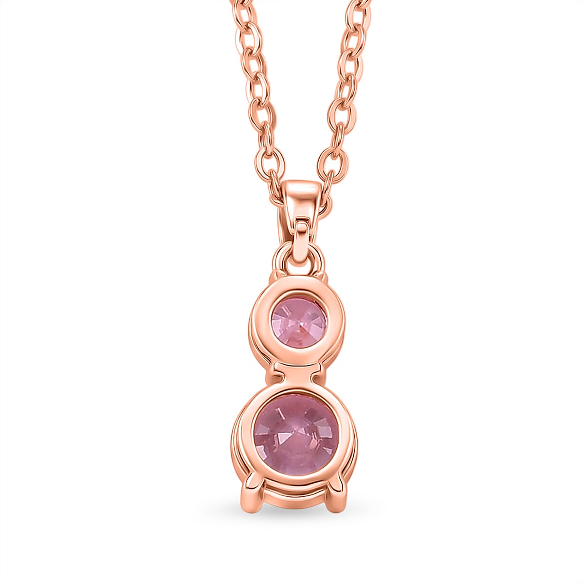 Set of 3 - Pink Cubic Zirconia Bracelet (Size - 7.5), Push Back Earring & Pendant with Chain (Size 20-2 Ext) 17.60 Ct.