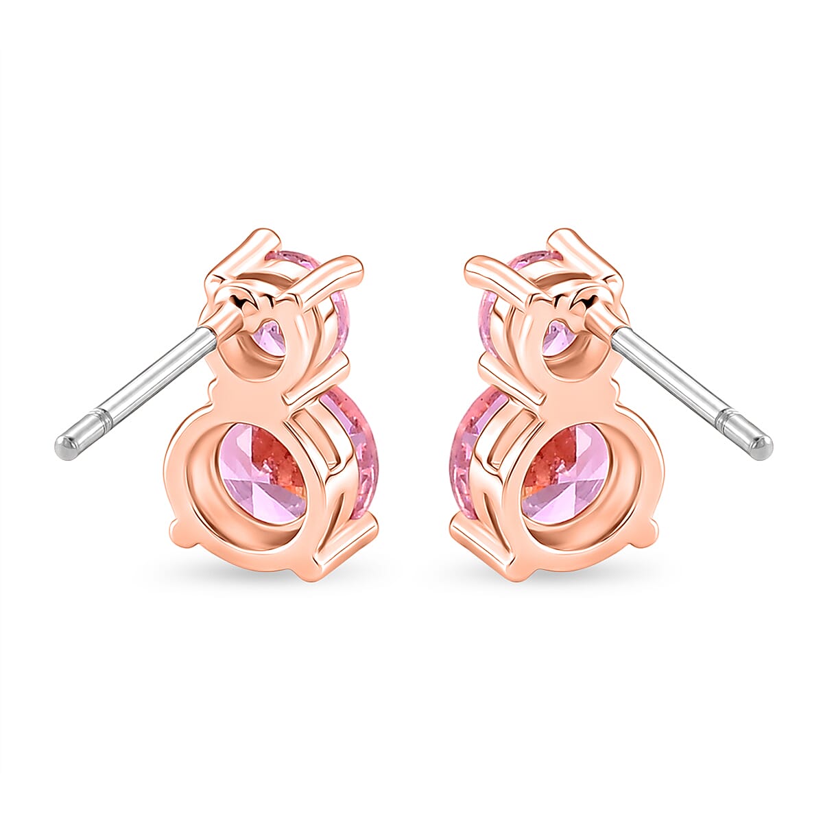Set of 3 - Pink Cubic Zirconia Bracelet (Size - 7.5), Push Back Earring & Pendant with Chain (Size 20-2 Ext) 17.60 Ct.