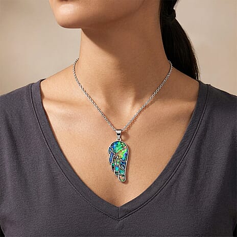 Abalone Shell Wing Pendant with Chain (Size 24-2 Ext) 5.00 Ct.