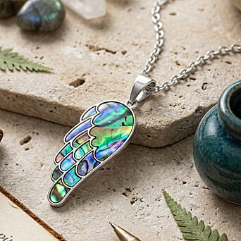 https://tjcuk.sirv.com/Products/44/6/4464085/Abalone-Shell-Wing-Pendant-with-Chain-Size-24-2-Ext-in-Silver-Tone-5-0_4464085_2.jpg?w=342&h=342