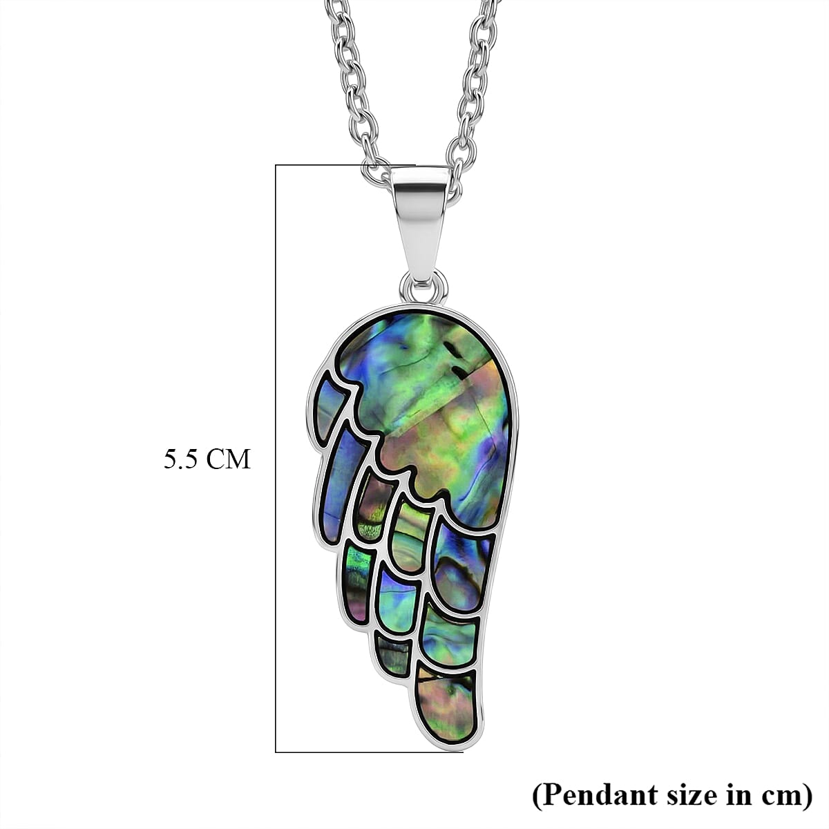 Abalone Shell Wing Pendant with Chain (Size 24-2 Ext) 5.00 Ct.