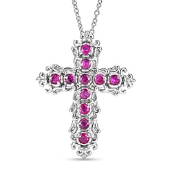 Ruby Cross Pendant with Chain (Size 20) 2.00 Ct.