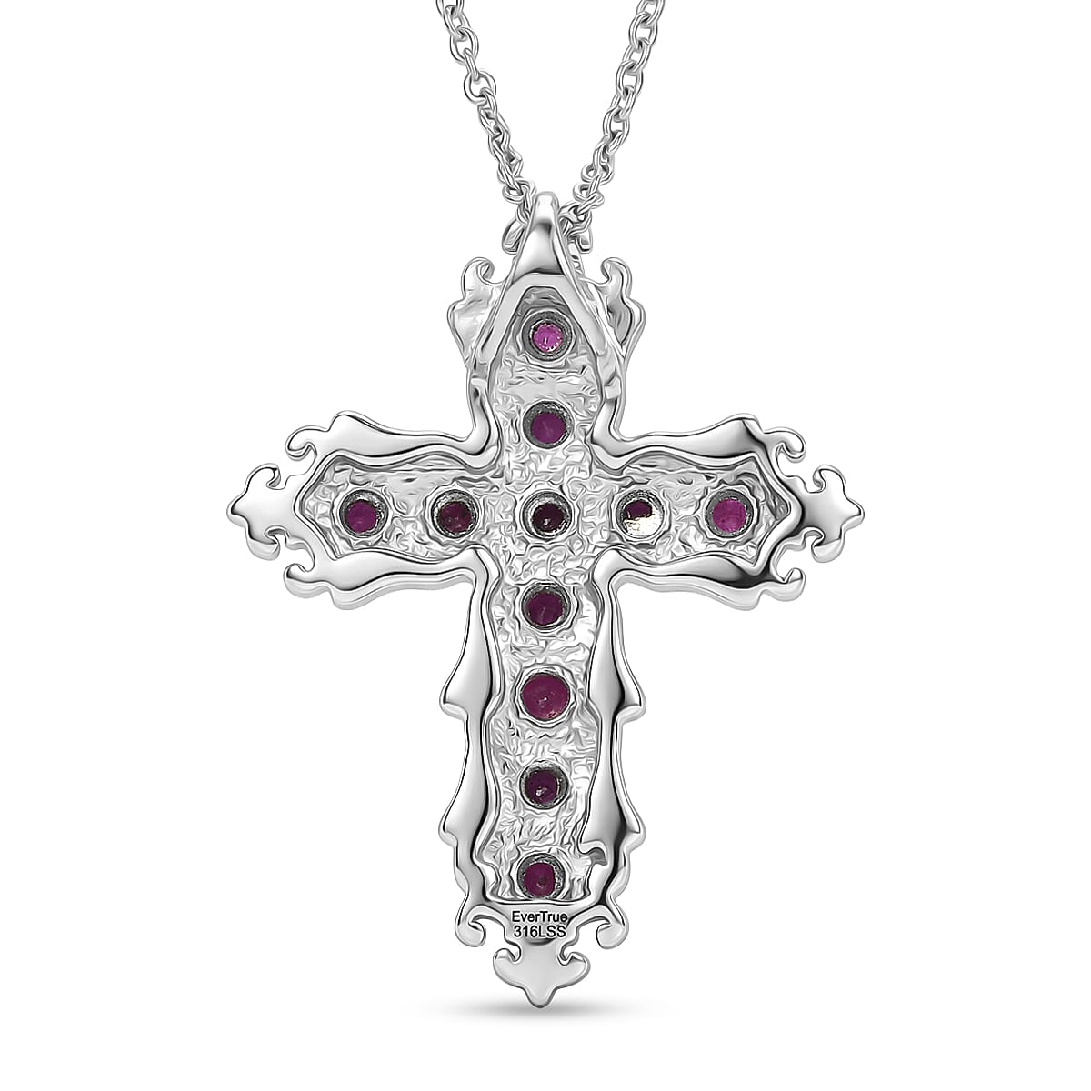 Ruby Cross Pendant with Chain (Size 20) 2.00 Ct.