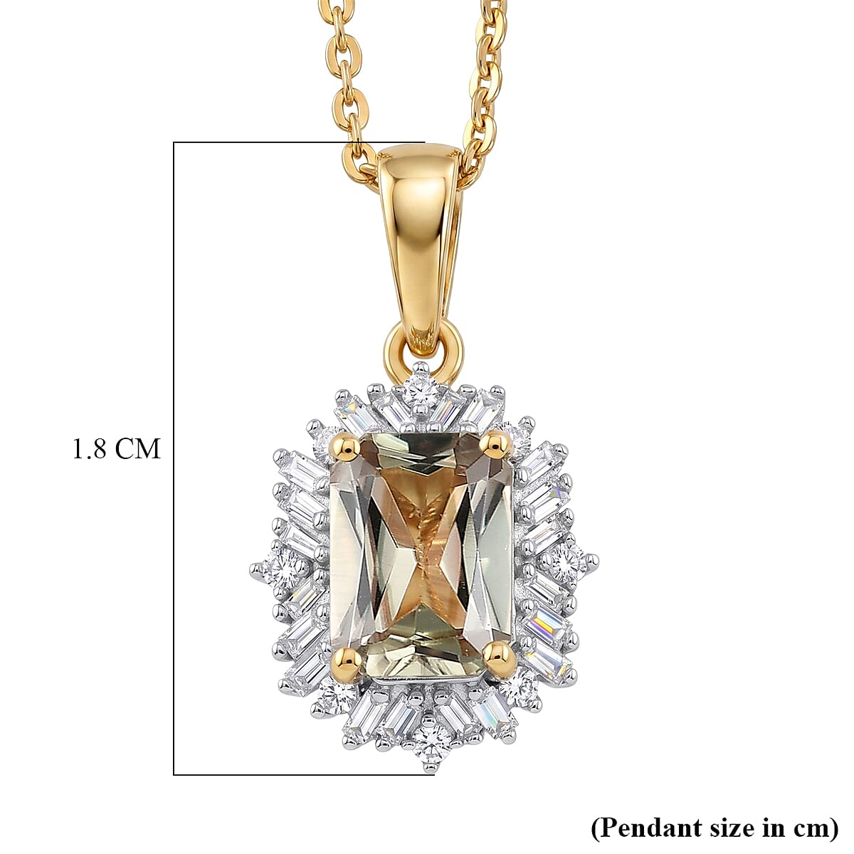 D'Joy - AAA Turkizite & Natural White Diamond Halo Pendant with Chain (Size 20) in 18K Vermeil Yellow Gold Plated Sterling Silver 1.35 Ct.