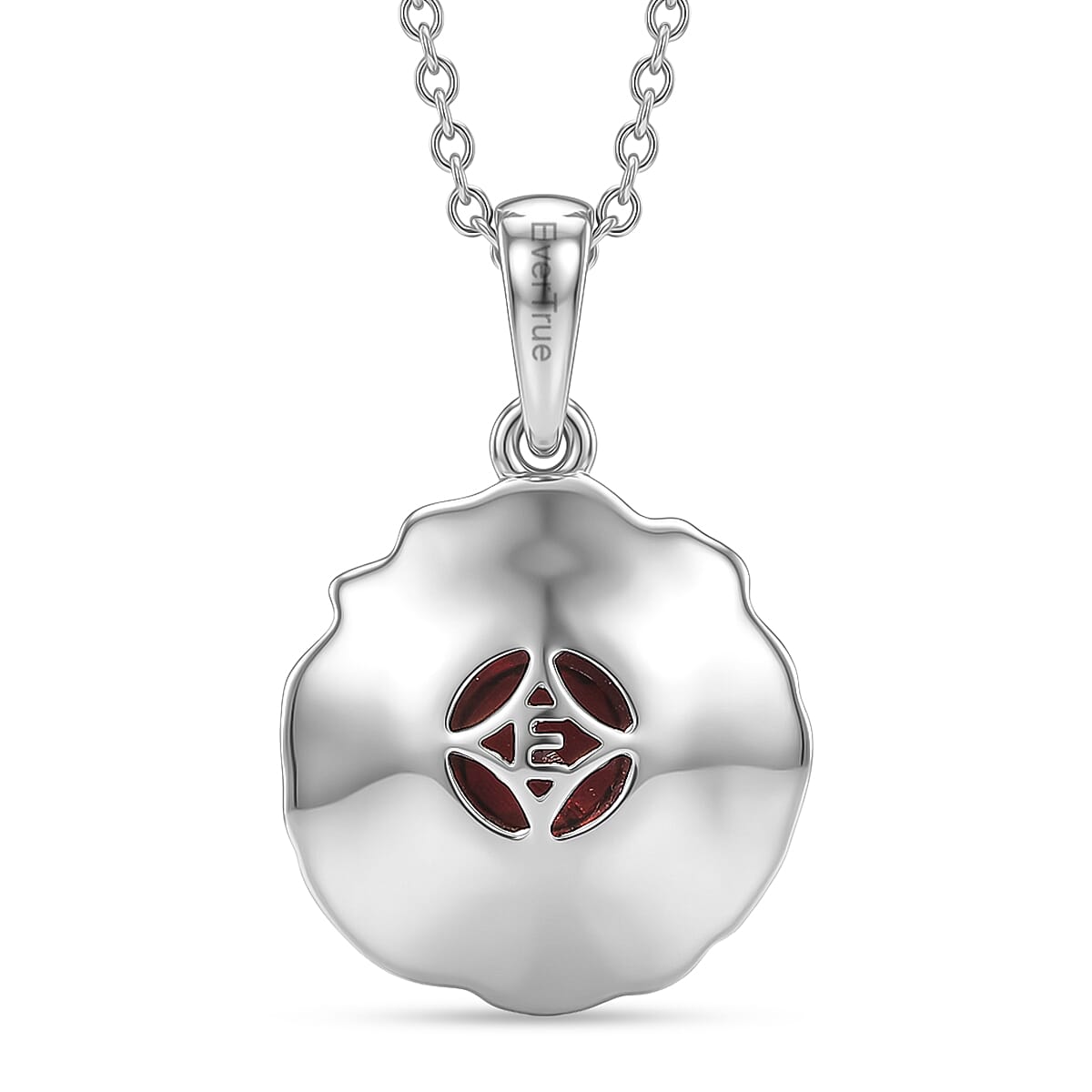 EverTrue - Red Garnet Solitaire Pendant with Chain (Size 20) in Yellow Pen Plating 1.02 Ct.