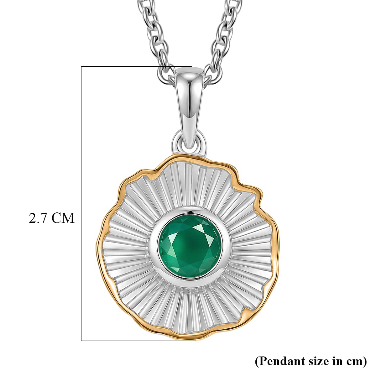 EverTrue - Green Onyx Pendant with Chain (Size 20) in Yellow Pen Plating