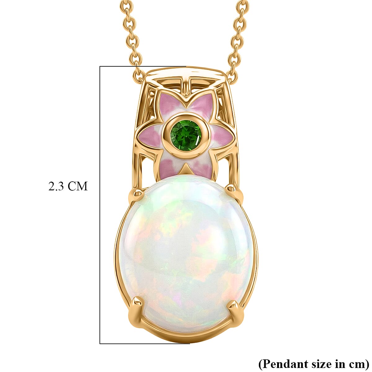 GP - AAA Ethiopian Opal, Natural Chrome Diopside & Kanchanaburi Blue Sapphire Pendant with Chain (Size 20) in 18K Vermeil Yellow Gold Plated Sterling Silver 3.62 Ct.