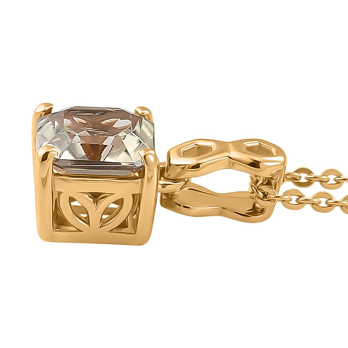 GP - AAA Royal Asscher Cut Turkizite (1.2ct) & Kanchanaburi Blue Sapphire Pendant with Chain (Size 20) in 18K Vermeil Yellow Gold Plated Sterling Silver 1.25 Ct.