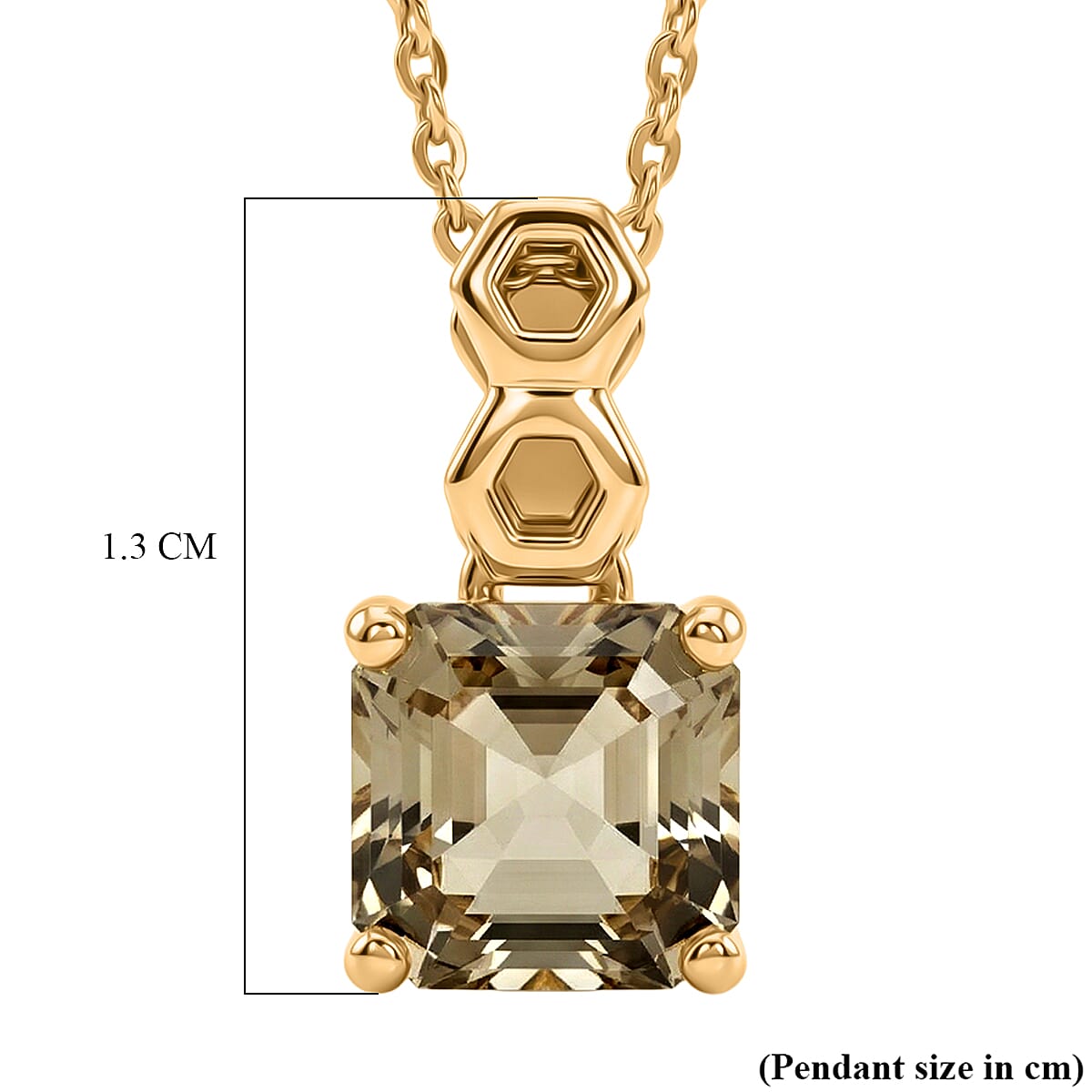 GP - AAA Royal Asscher Cut Turkizite (1.2ct) & Kanchanaburi Blue Sapphire Pendant with Chain (Size 20) in 18K Vermeil Yellow Gold Plated Sterling Silver 1.25 Ct.
