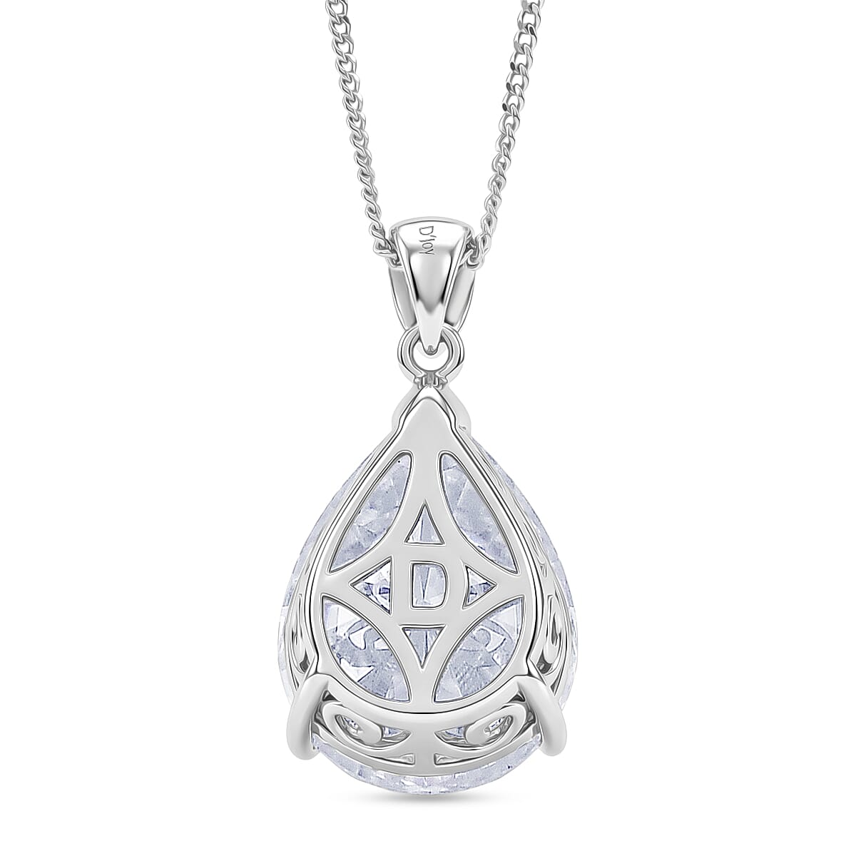 Moissanite Solitaire Pendant with Chain (Size 18) in Rhodium Overlay Sterling Silver 10.00 Ct.