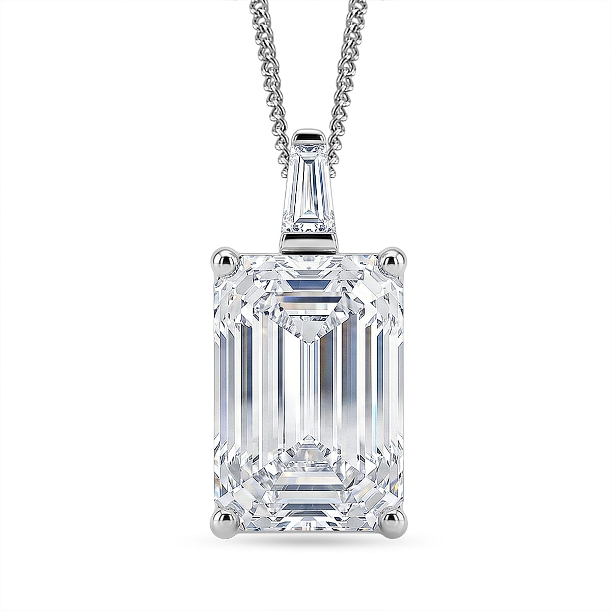 Moissanite Pendant with Chain (Size 18) in Rhodium Overlay Sterling Silver 10.22 Ct.
