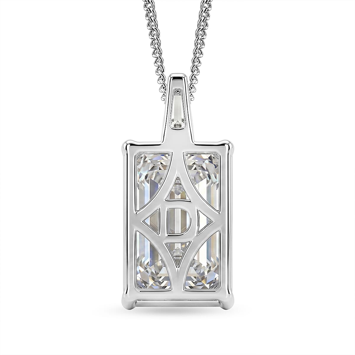 Moissanite Pendant with Chain (Size 18) in Rhodium Overlay Sterling Silver 10.22 Ct.