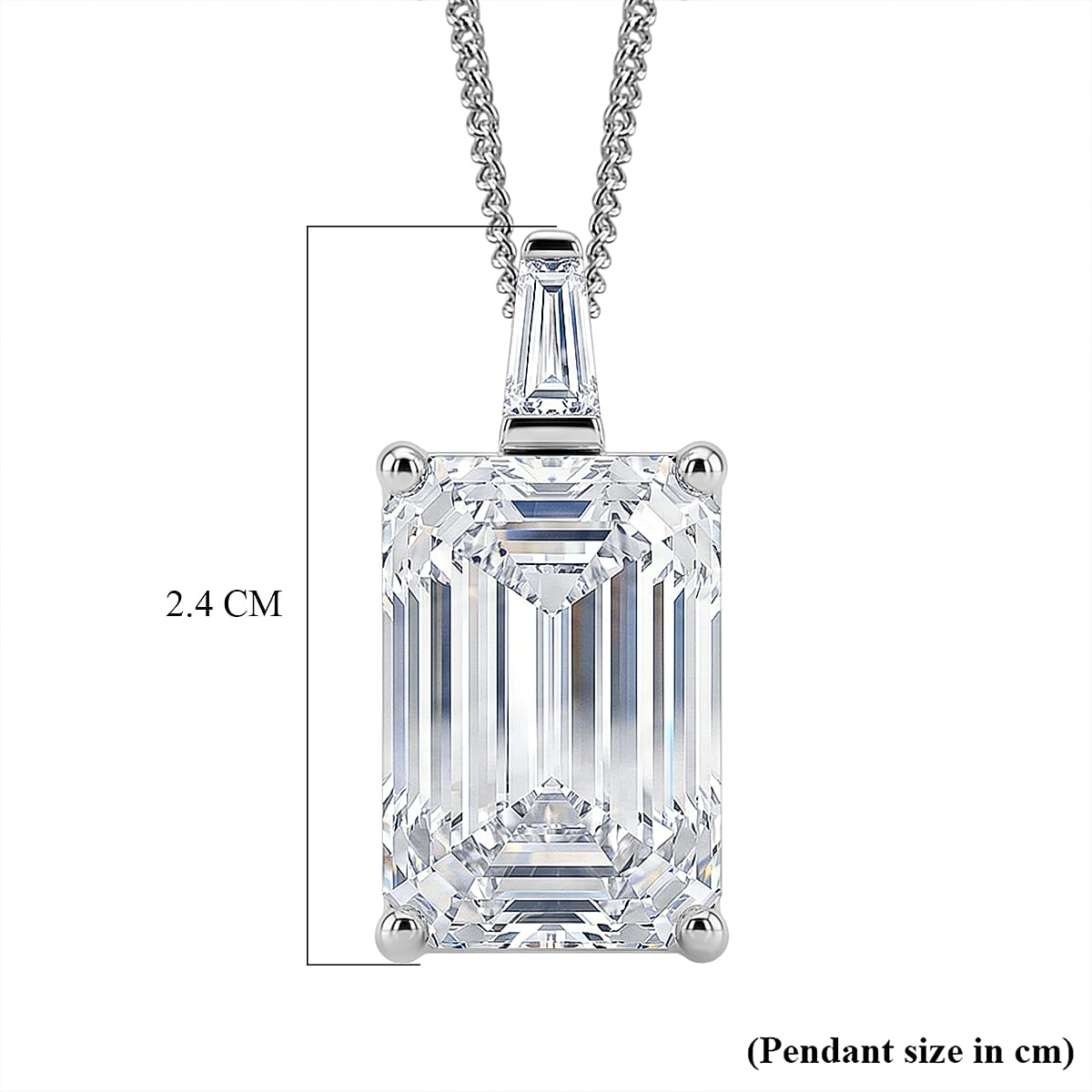 Moissanite Pendant with Chain (Size 18) in Rhodium Overlay Sterling Silver 10.22 Ct.